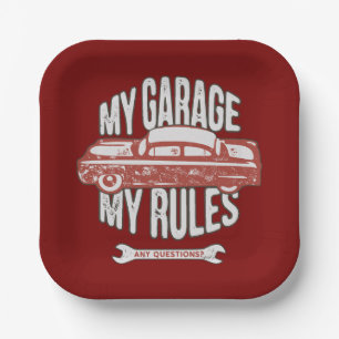 My Rules Classic Red Car Retro Mechanic Paper Plate