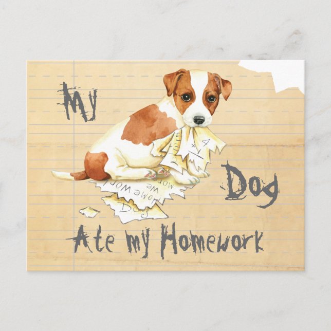 My Russell Terrier Ate My Homework Postcard (Front)