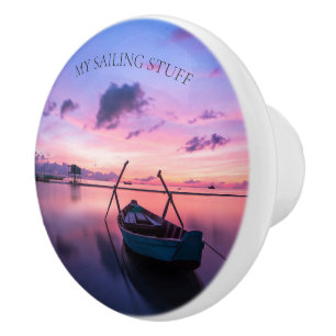 My Sailingf Stuff  Dusk Boat Scene  Ceramic Knob