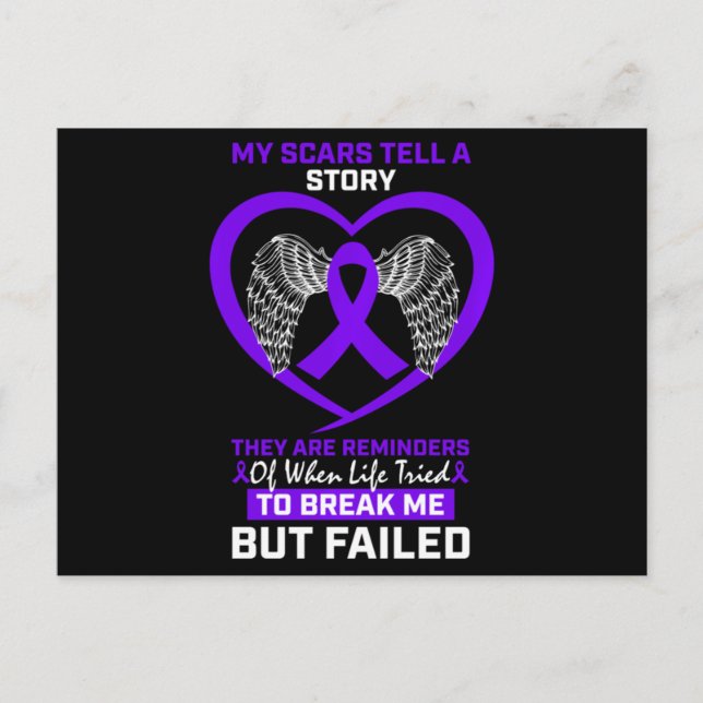 My Scars Tell A Story Purple Hodgkin's Lymphoma Aw Postcard (Front)