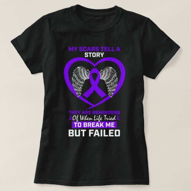 My Scars Tell A Story Purple Hodgkin's Lymphoma Aw T-Shirt (Design Front)