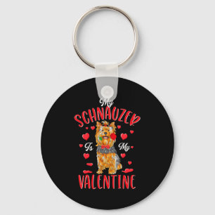 My Schnauzer Is My Valentine Love Heart For Dog  Key Ring