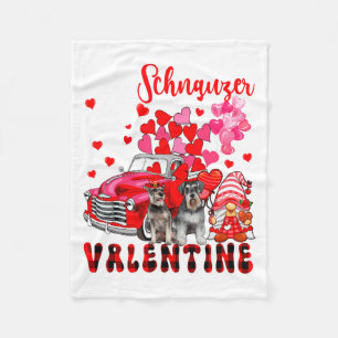 My Schnauzer Is My Valentine Two Dogs With Gnome P Fleece Blanket