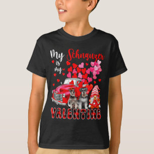 My Schnauzer Is My Valentine Two Dogs With Gnome P T-Shirt