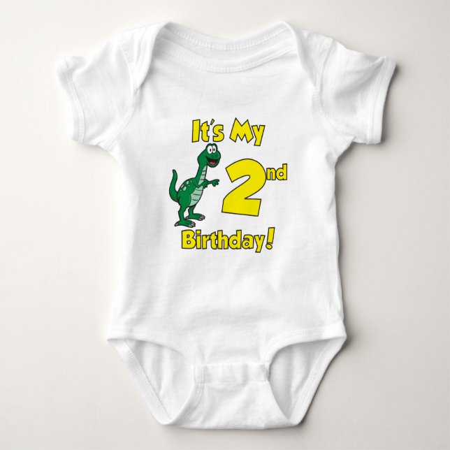 My Second Birthday Dinosaur Baby Bodysuit (Front)