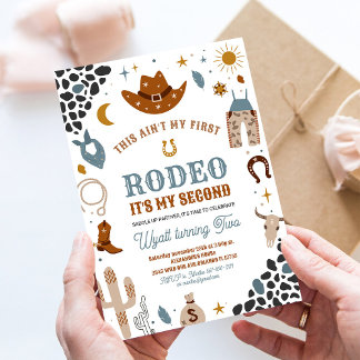 My Second Rodeo Cowboy Southwestern Ranch Birthday Invitation