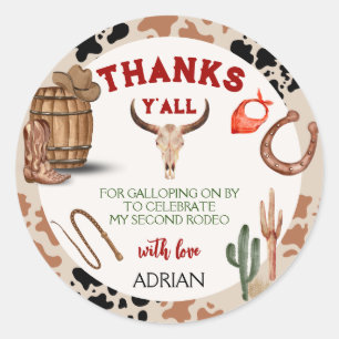 My Second Rodeo Party Cowboy Birthday Classic Round Sticker