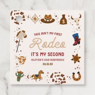 My Second Rodeo Western Cowboy 2nd Birthday Party Favour Tags