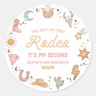 My Second Rodeo Western Cowgirl 2nd Birthday Party Classic Round Sticker