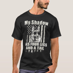 My Shadow White German Shepherd Proud American Fla T-Shirt