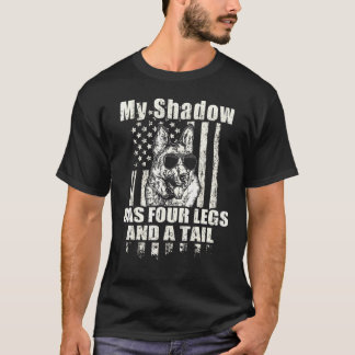 My Shadow White German Shepherd Proud American Fla T-Shirt