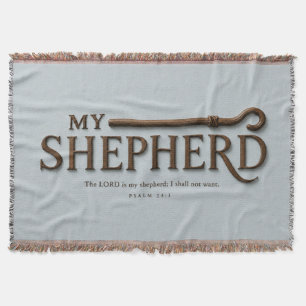 MY SHEPHERD Mist Blue Psalm 23:1 Throw Blanket