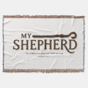MY SHEPHERD Pure White Psalm 23:1 Throw Blanket