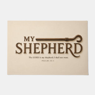MY SHEPHERD   Warm Cream   Psalm 23:1 Christian  Doormat