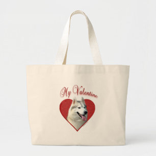 My Siberian Husky Valentine: Love Huskies Large Tote Bag