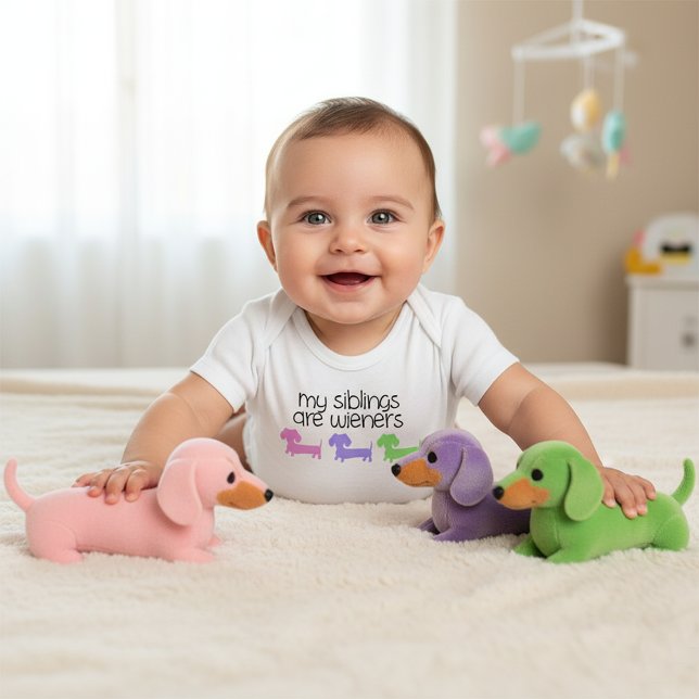 My Siblings are Wieners Dogs | Baby Shower Gift  Bodysuit (My siblings are wieners - baby shower gift for dachsund mamas)
