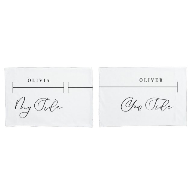 My side your side personalised elegant script pillowcase (Front-Set)