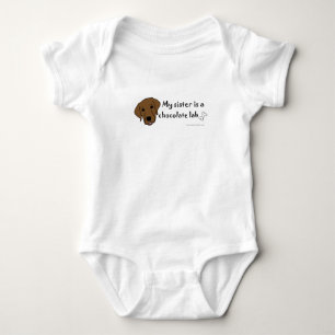 my sister is a chocolate lab - more breeds baby bodysuit