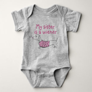 My Sister is a Wiener Dog Baby Girl Outfit Baby Bodysuit