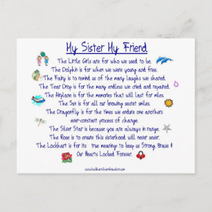 MY SISTER My Friend poem with graphics Postcard