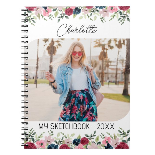 My Sketchbook Custom photo | Minimalist Flower Notebook (Front)