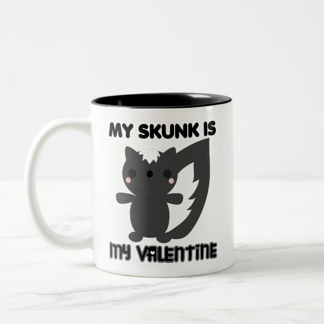 My Skunk Is My Valentine  Two-Tone Coffee Mug (Left)