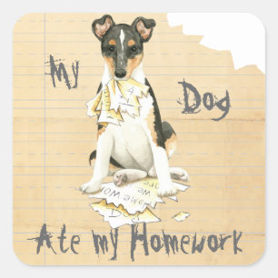 My Smooth Collie Ate My Homework Square Sticker