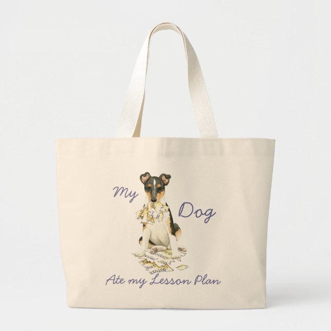 My Smooth Collie Ate My Lesson Plan Large Tote Bag (Front)