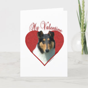 My Smooth Collie Valentine; Tricolor Collie Holiday Card