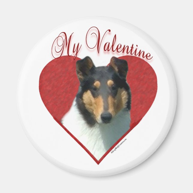 My Smooth Collie Valentine; Tricolor Collie Magnet (Front)