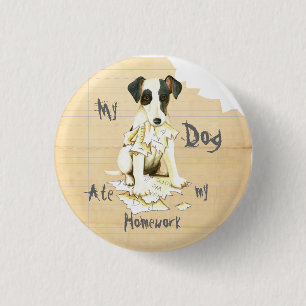 My Smooth Fox Terrier Ate My Homework 3 Cm Round Badge