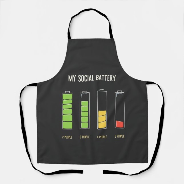 My Social Battery introvert Social Humour  Apron (Front)