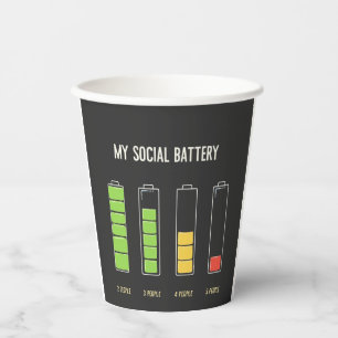 My Social Battery introvert Social Humour  Paper Cups