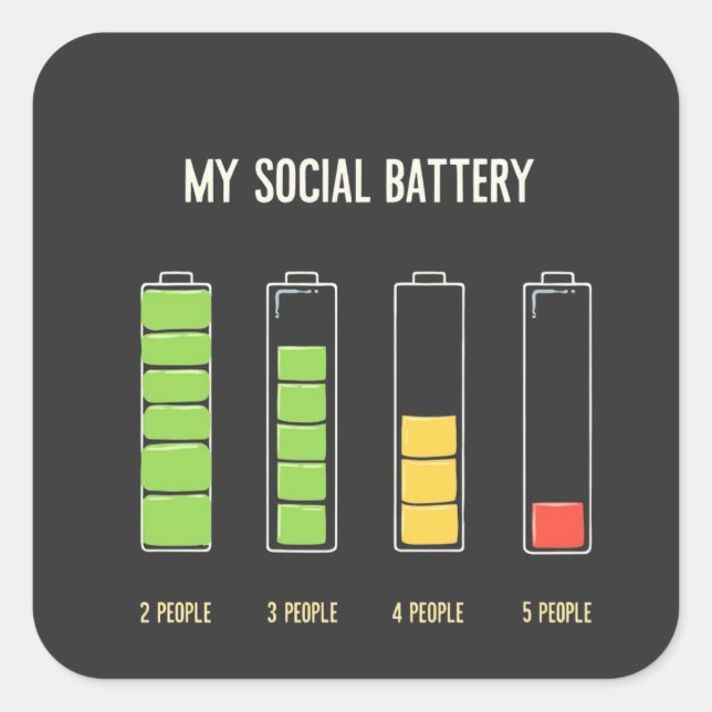 My Social Battery introvert Social Humour  Square Sticker (Front)