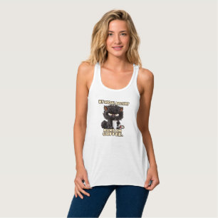 My Social Battery Runs on Coffee Funny Cat Tank To