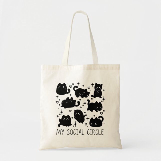 My Social Circle Cute Cat Tote Bag (Front)