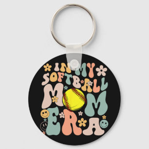 My Softball Mum Era Mum Groovy Life Game Day Vibes Key Ring