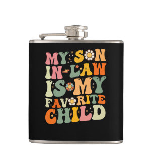 My Son In Law Is My Favourite Child Retro Groovy Hip Flask