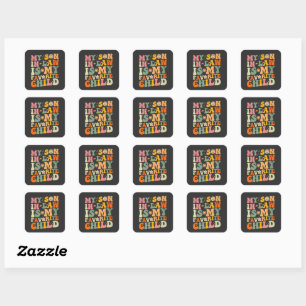 My Son In Law Is My Favourite Child Retro Groovy Square Sticker