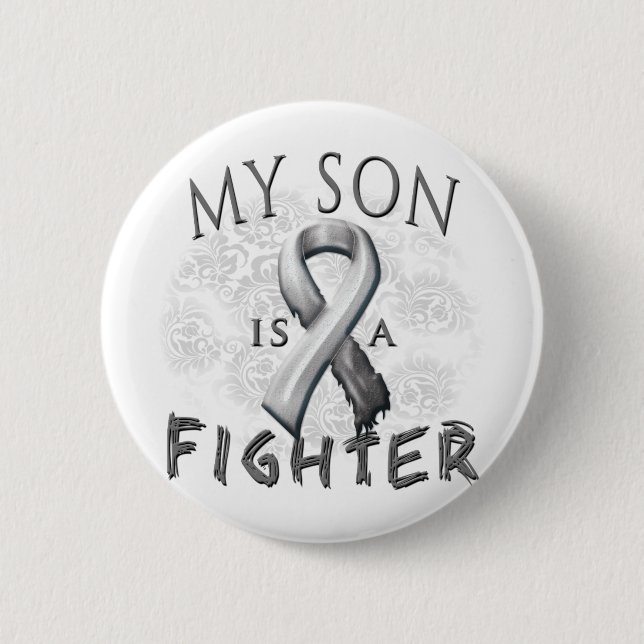 My Son Is A Fighter Grey 6 Cm Round Badge (Front)