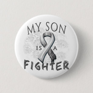 My Son Is A Fighter Grey 6 Cm Round Badge