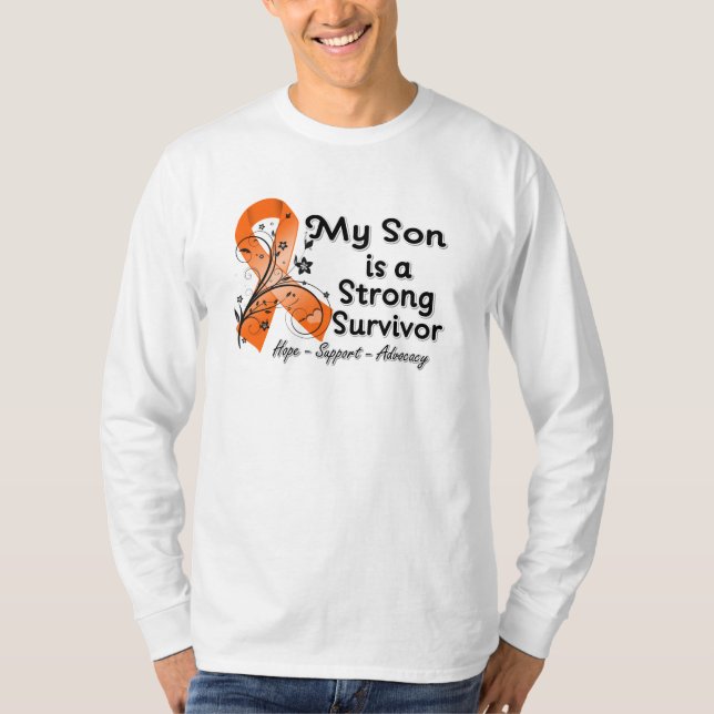 My Son is a Strong Survivor Orange Ribbon T-Shirt (Front)