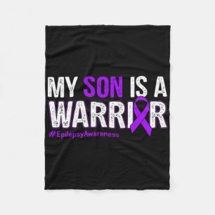 My Son Is A Warrior Epilepsy Awareness Purple Ribb Fleece Blanket