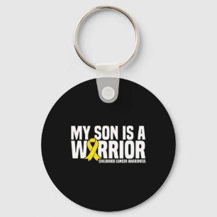 My Son is a Warrior Yellow Ribbon Childhood Cancer Key Ring