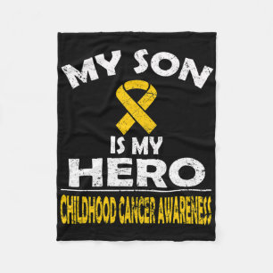 My Son Is My Hero Childhood Cancer Awareness T Shi Fleece Blanket