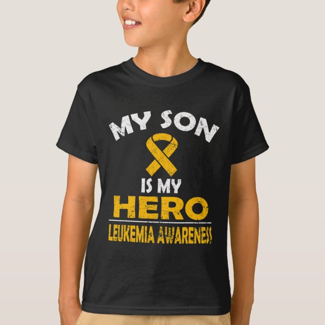 MY SON IS MY HERO LEUKEMIA AWARENESS T SHIRT (Front)