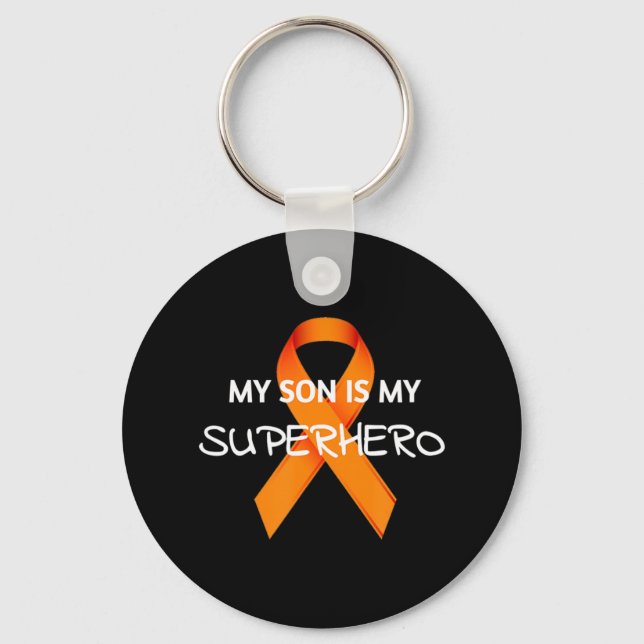 MY SON IS MY SUPERHERO LEUKEMIA AWARENESS MONTH T  KEY RING (Front)