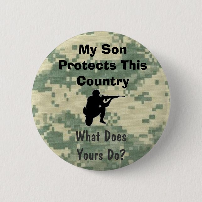 My Son Protects This Country Funny Military 6 Cm Round Badge (Front)