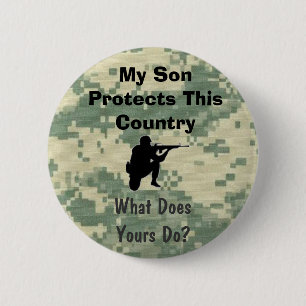 My Son Protects This Country Funny Military 6 Cm Round Badge