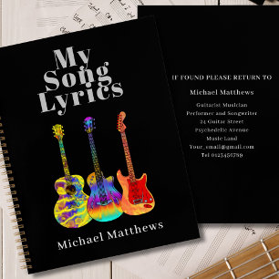 My Song Lyrics Guitar Musician Custom Notebook